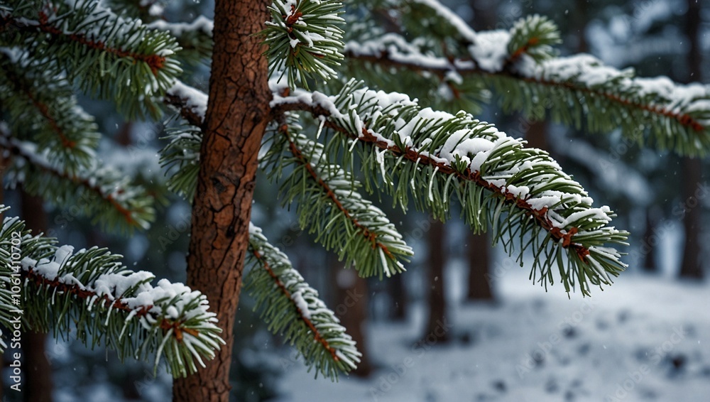 photo of tree leaves covered in snow made by AI generative photo of tree leaves covered in snow made by AI generative