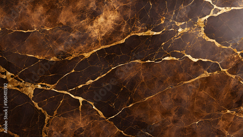 A brown and gold marble wall with cracks and splinters