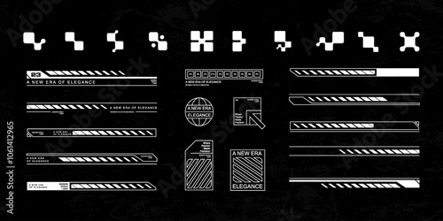 Futuristic streetwear cyberpunk interface element technology graphic vector design template
