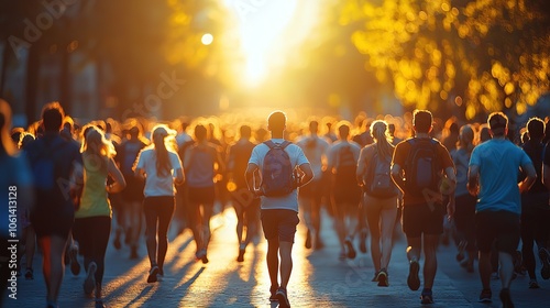 Diverse Groups of people participating in charity walk or run for world health day blurred background, HD Quality  photo