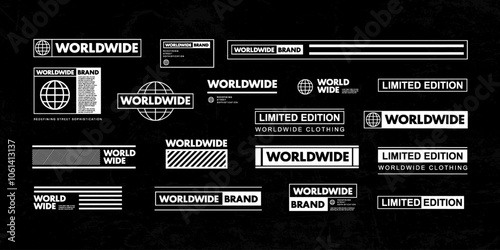 Futuristic streetwear cyberpunk interface element technology graphic vector design template