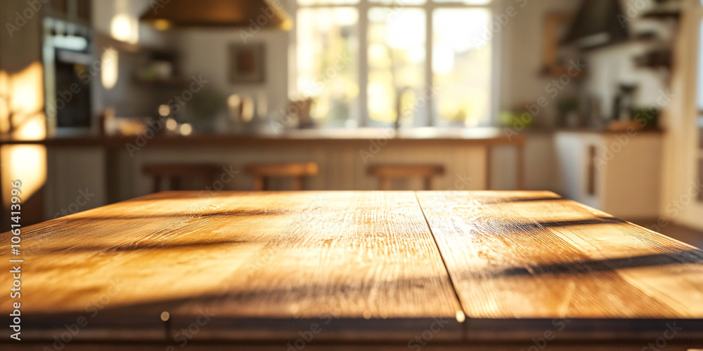 Empty Beautiful wood table top and blur bokeh modern kitchen interior background in clean and bright, Ready for product montage
Empty Beautiful wood table top and blur bokeh modern kitchen interior background in clean and bright, Ready for product montage