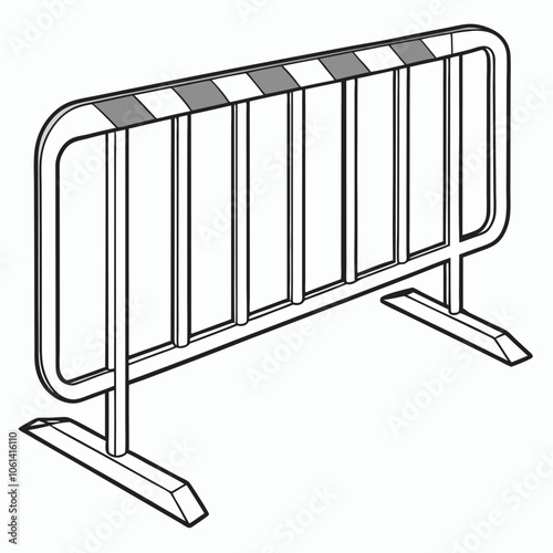 Sturdy Metal Safety Barrier Isolated on White Background for Security and Safety Applications.