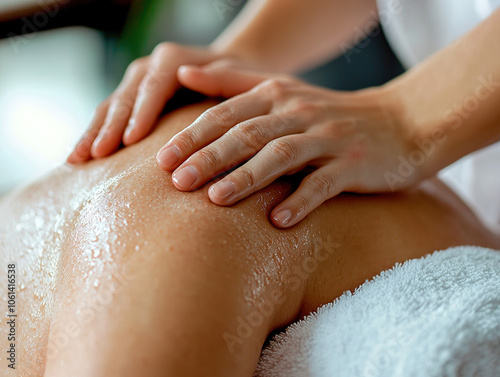 Wallpaper Mural Close-up of a person receiving a relaxing back massage at a spa, emphasizing tranquility and wellness. Torontodigital.ca