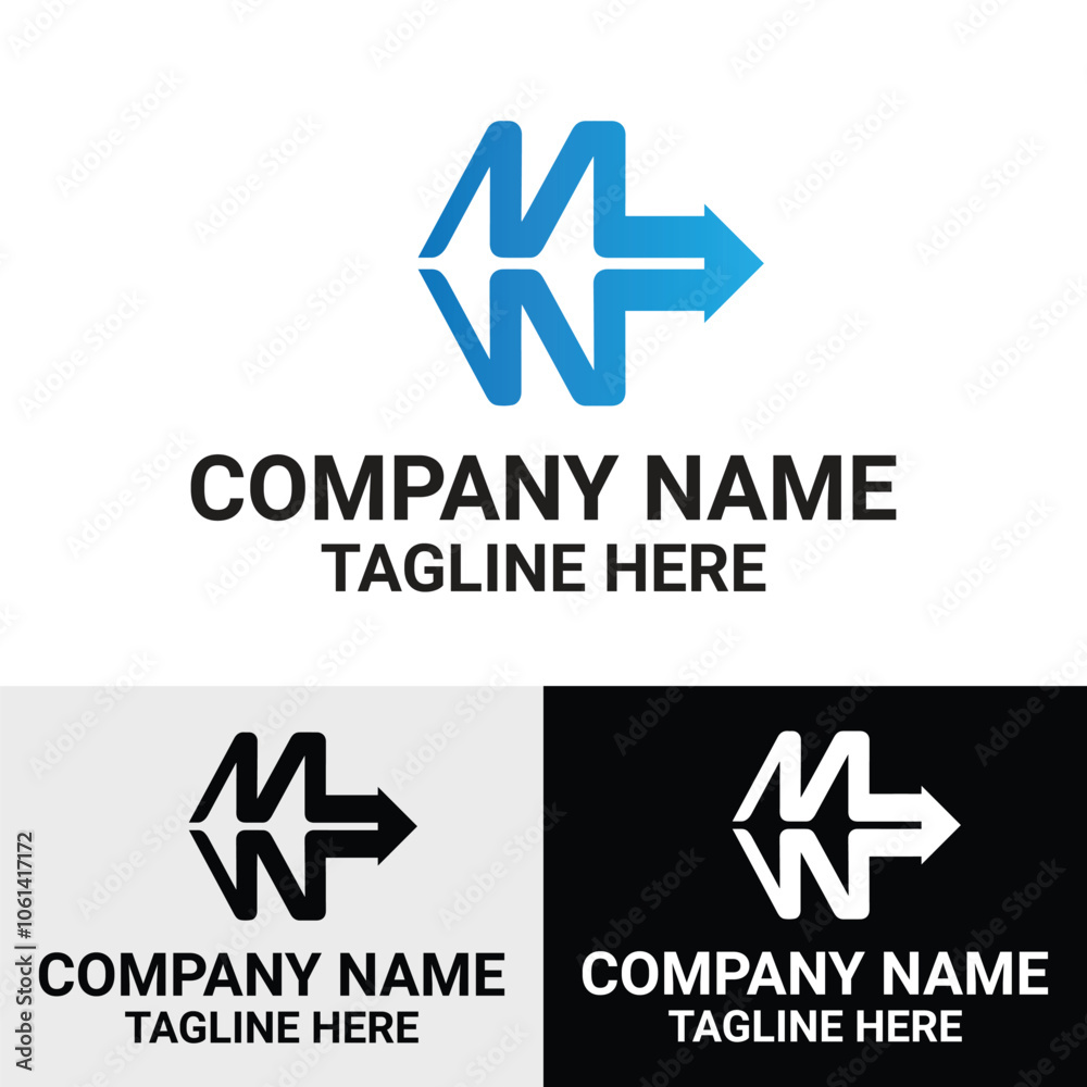 Initial MW letter typography vector logo design template Initial MW letter typography vector logo design template