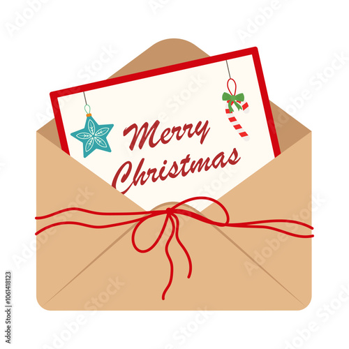 Christmas Envelope and Mailbox Illustrations. Happy New Year Holiday card