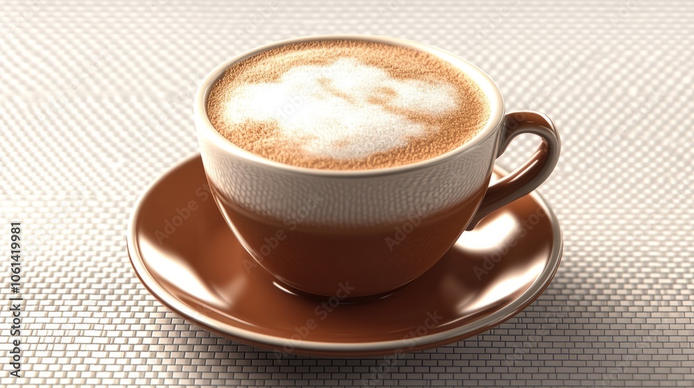 PNG image of cappuccino cup with saucer, foam art details clear, ideal for use on various backgrounds PNG image of cappuccino cup with saucer, foam art details clear, ideal for use on various backgrounds