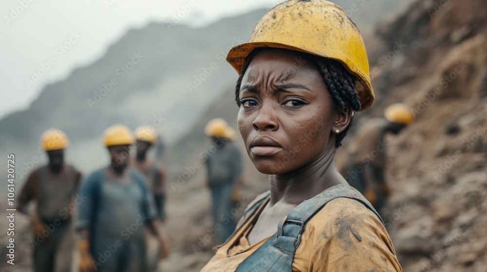 Female Miner Working Hard Female Miner Working Hard