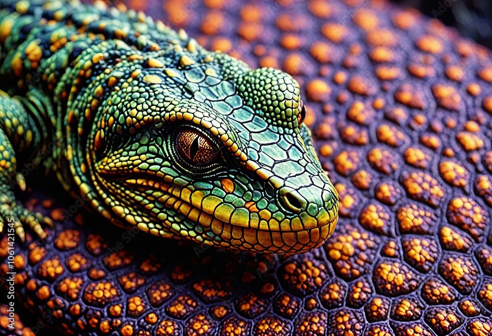 Fototapeta premium Elegant Reptile skin with psychedelic fractal patterns