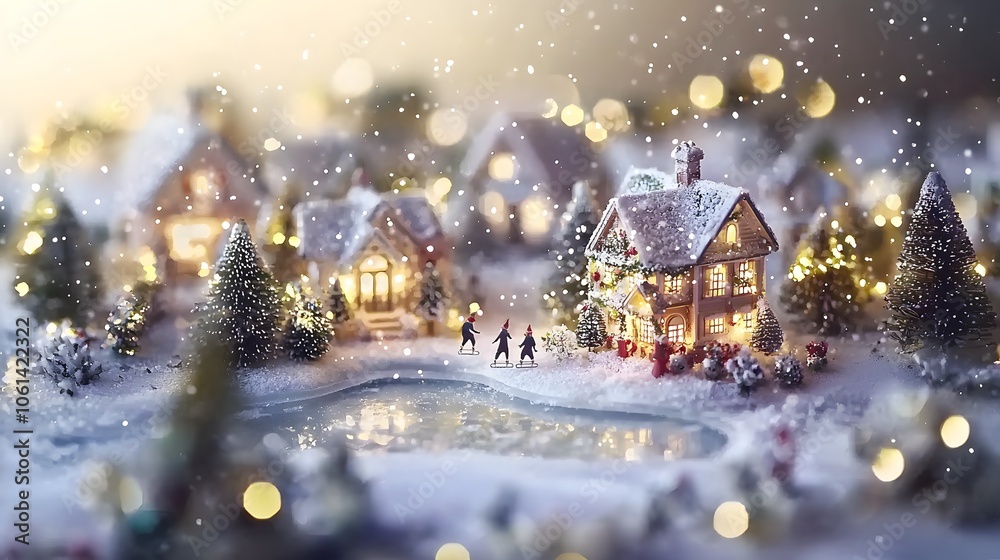 Miniature Christmas Village with Ice Skaters Miniature Christmas Village with Ice Skaters