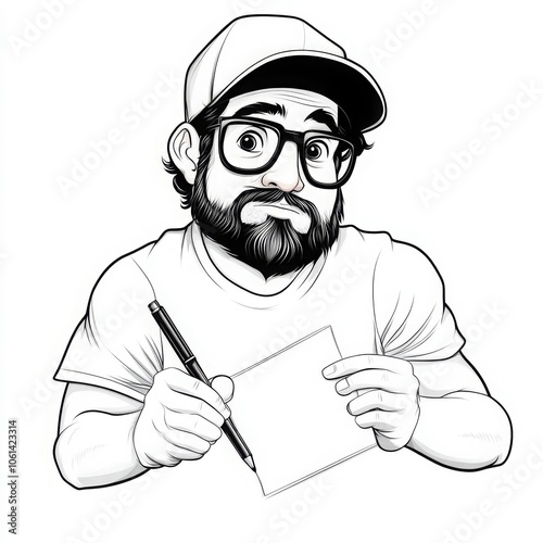 Cartoon Writer Illustrating on Paper