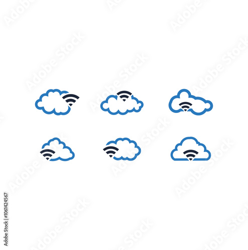 Server network connection cloud logo symbol. Vector illustration.