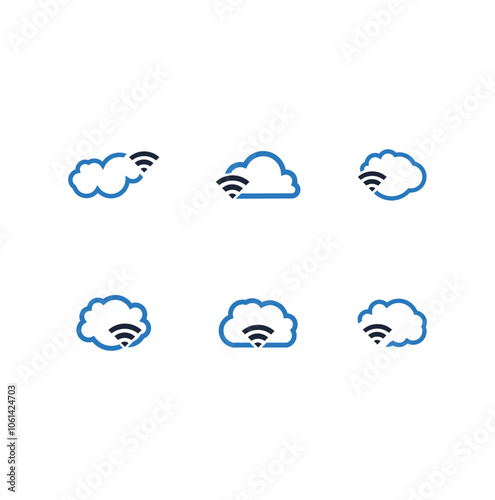 Server network connection cloud logo symbol. Vector illustration.