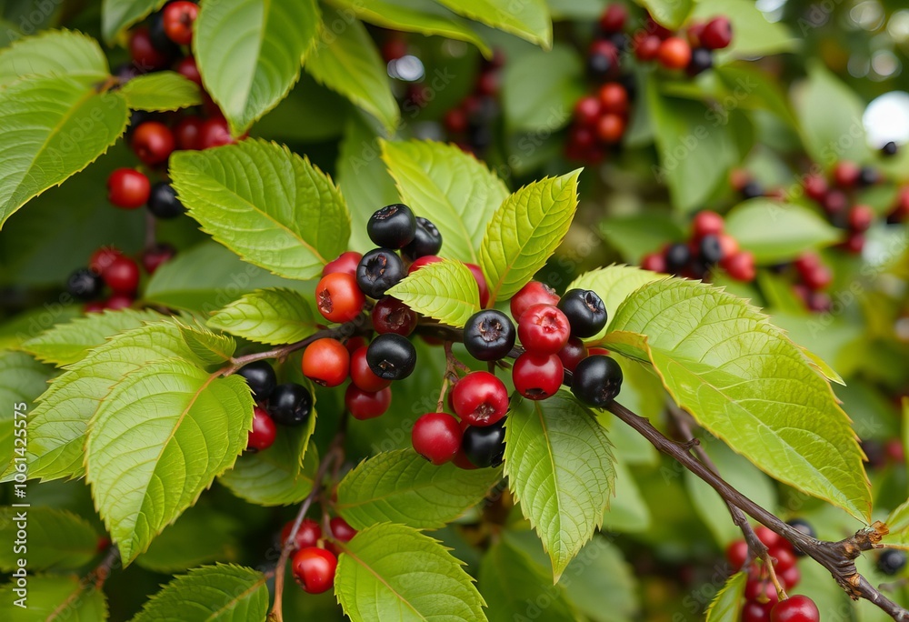 Leaves and berries in a forest. Leaves and berries in a forest.