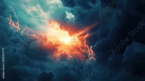 Majestic Celestial Storm: Apocalyptic Skies Ablaze with Ethereal Beauty