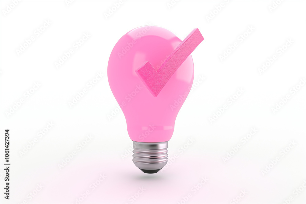 3D Lightbulb with check mark. Quick tips. Creativity idea and solution business. Glowing lamp with tick. .Brainstorm concept. Cartoon creative design icon isolated on white background. 3D Rendering
3D Lightbulb with check mark. Quick tips. Creativity idea and solution business. Glowing lamp with tick. .Brainstorm concept. Cartoon creative design icon isolated on white background. 3D Rendering