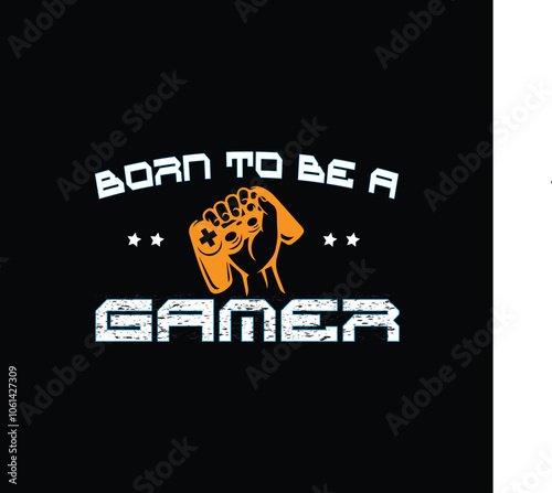 Gaming black T-shirt design vector  