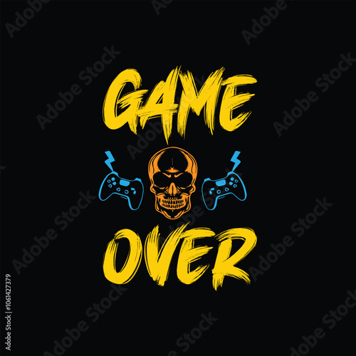 Gaming black T-shirt design vector  