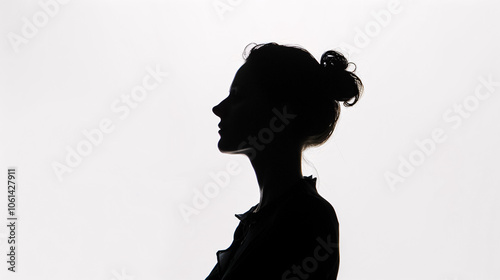 Silhouette of a female figure on a white background.