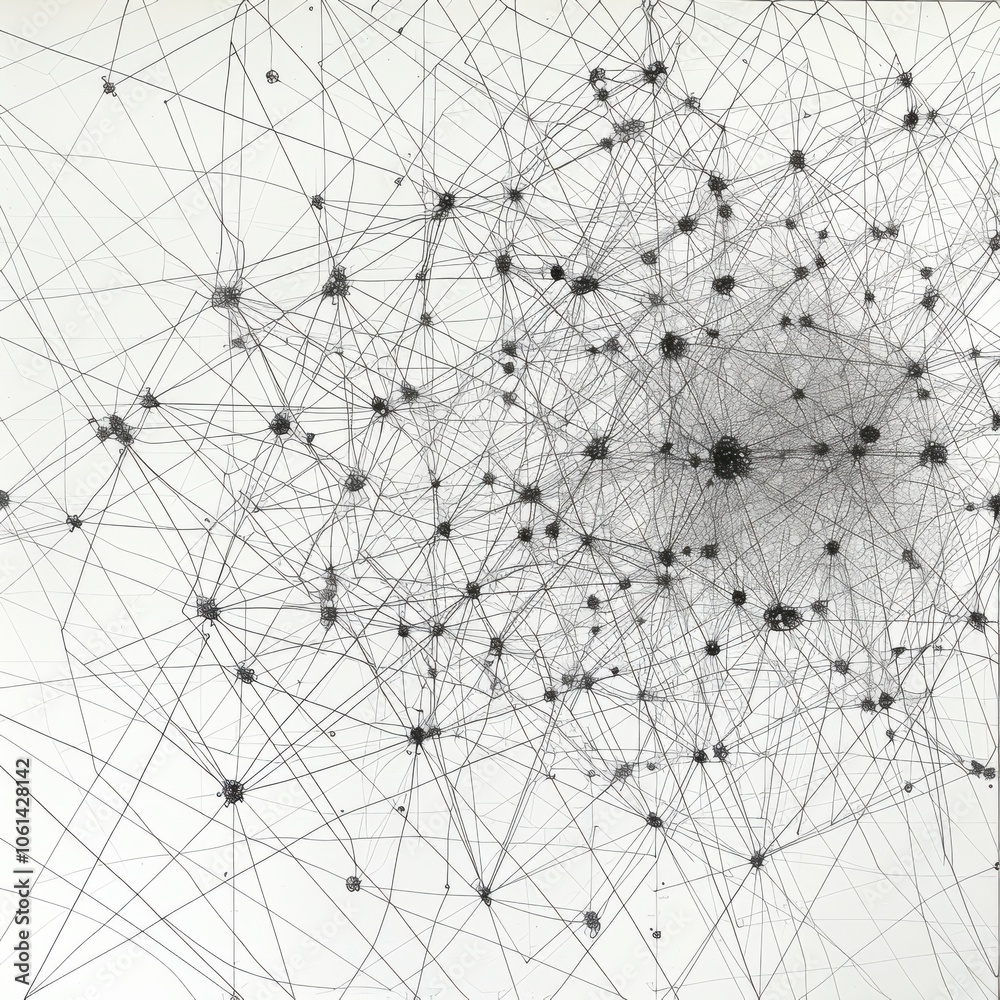 Obraz premium Abstract Complex Network of Intersecting Lines on White