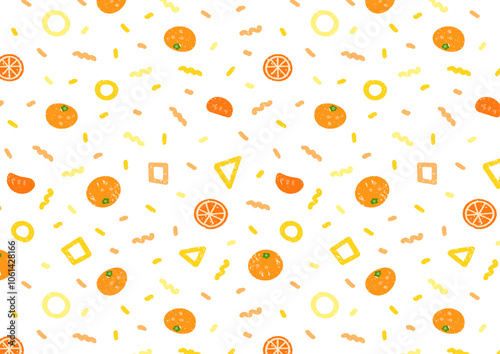 手描きの幾何学パターン みかん