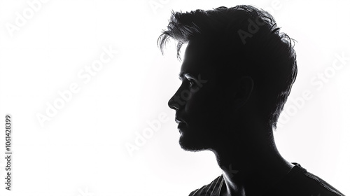 Silhouette of a man on a white background. photo