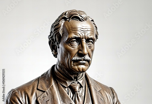 Stunning Physicist statue on a white background.