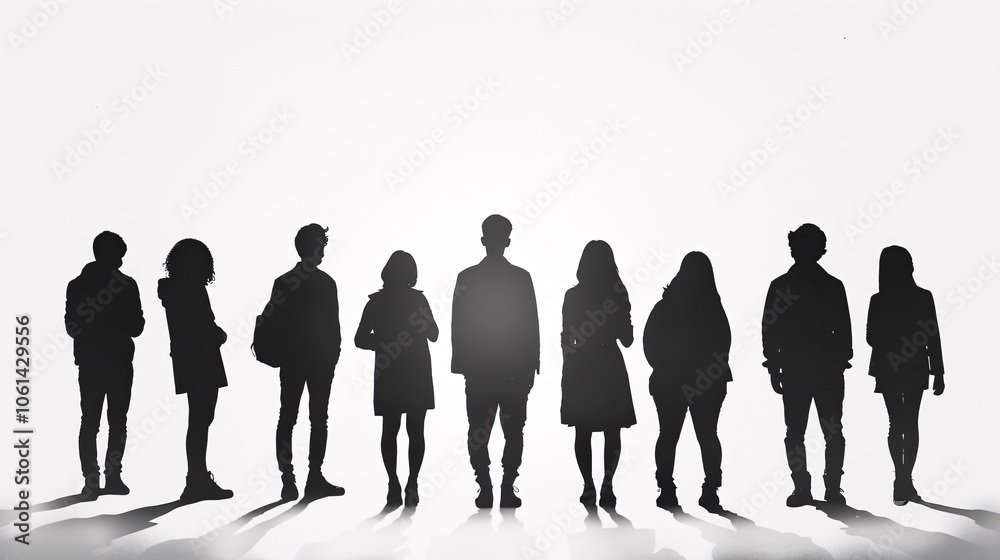 Silhouette of people viewed from behind on a white background. Silhouette of people viewed from behind on a white background.