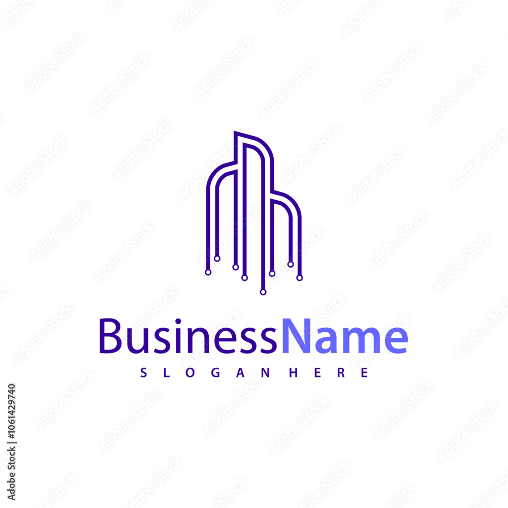 Modern Tech City logo design vector illustration, Creative Tech Modern Building logo concepts Modern Tech City logo design vector illustration, Creative Tech Modern Building logo concepts
