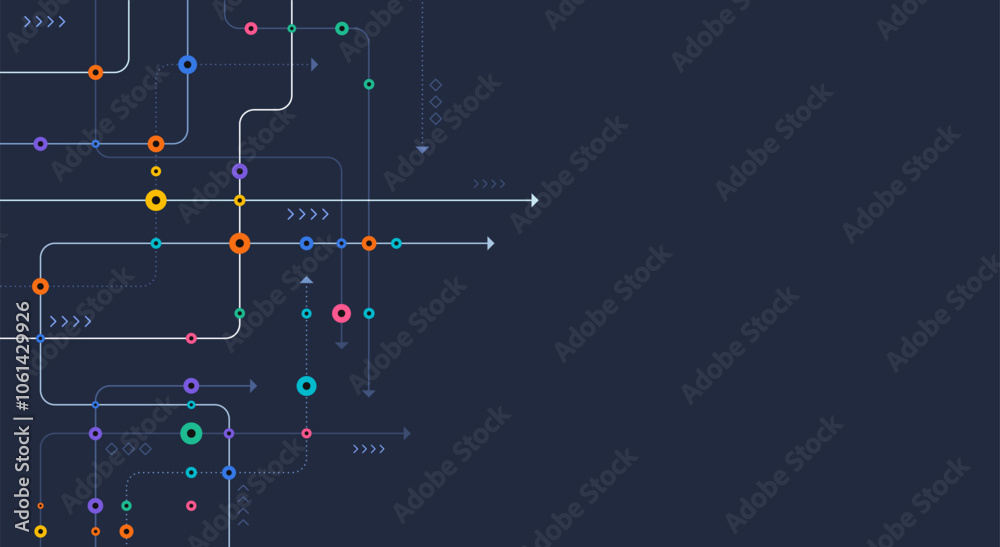 Circuit connect lines and dots. Network technology and Connection concept. Decentralized network nodes connections