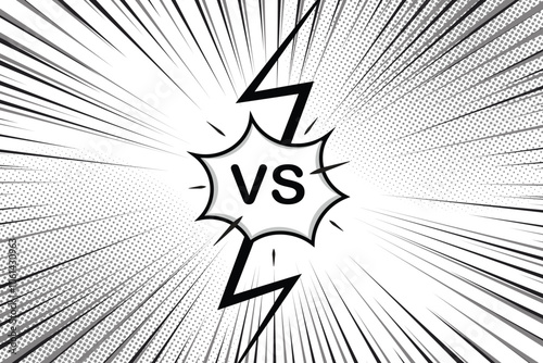 Versus Screen retro game VS Interface. Versus Screen With Speedline on white background.