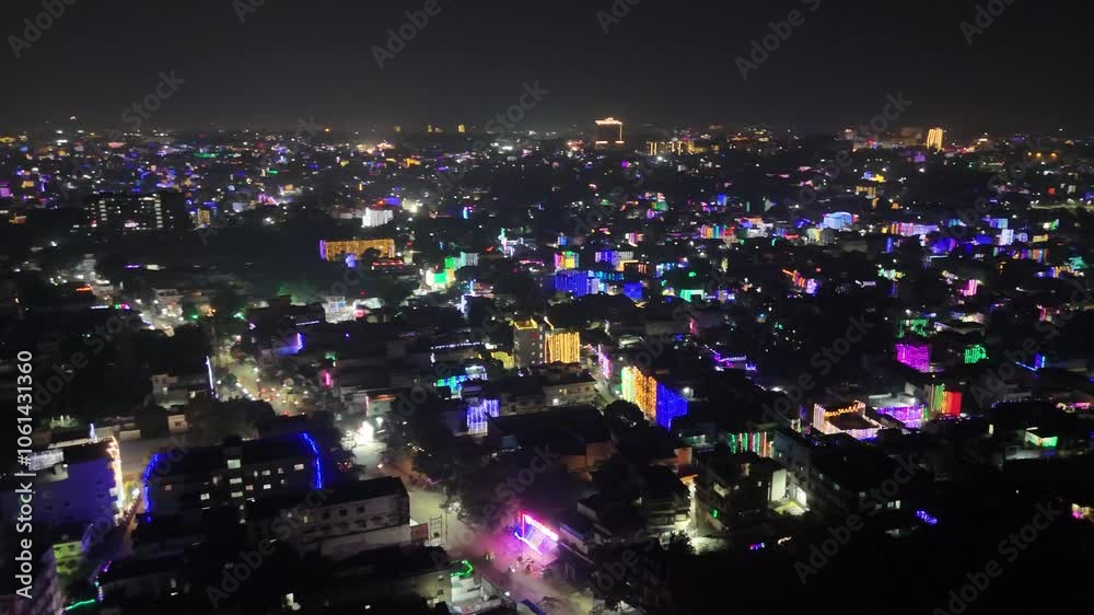 Aeriel view of a city during Diwali Aeriel view of a city during Diwali