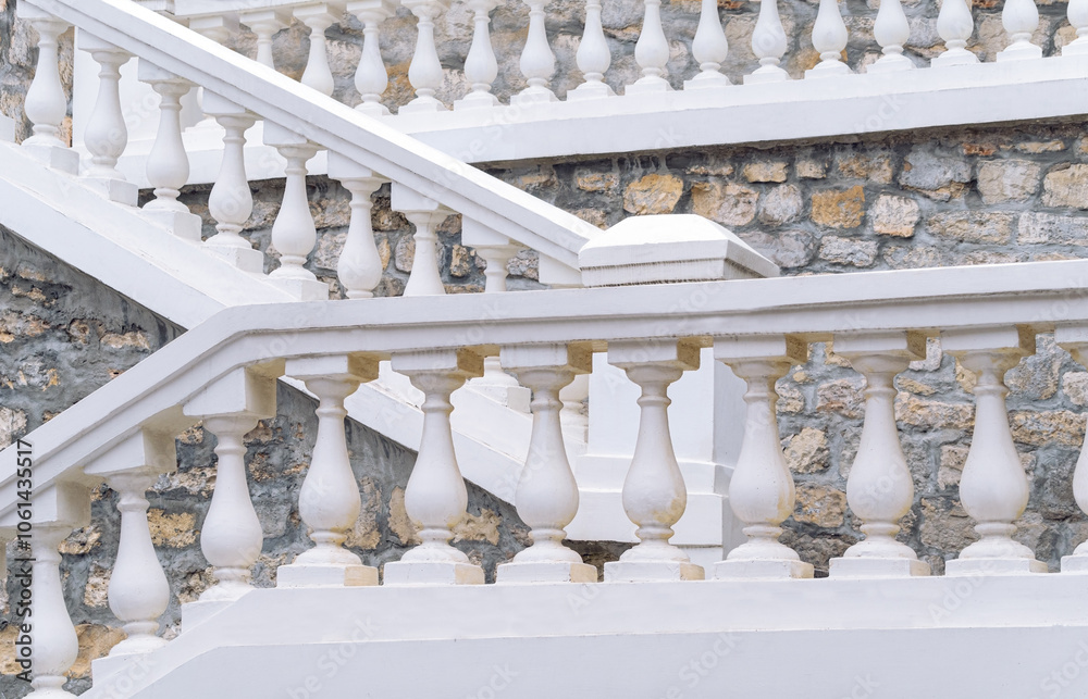 Fototapeta premium Staircase with white stone railings