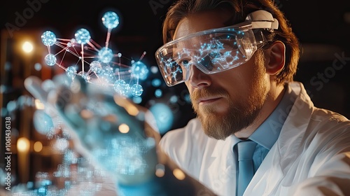 Wallpaper Mural Scientist Wearing Augmented Reality Glasses Studying Molecular Structure Torontodigital.ca