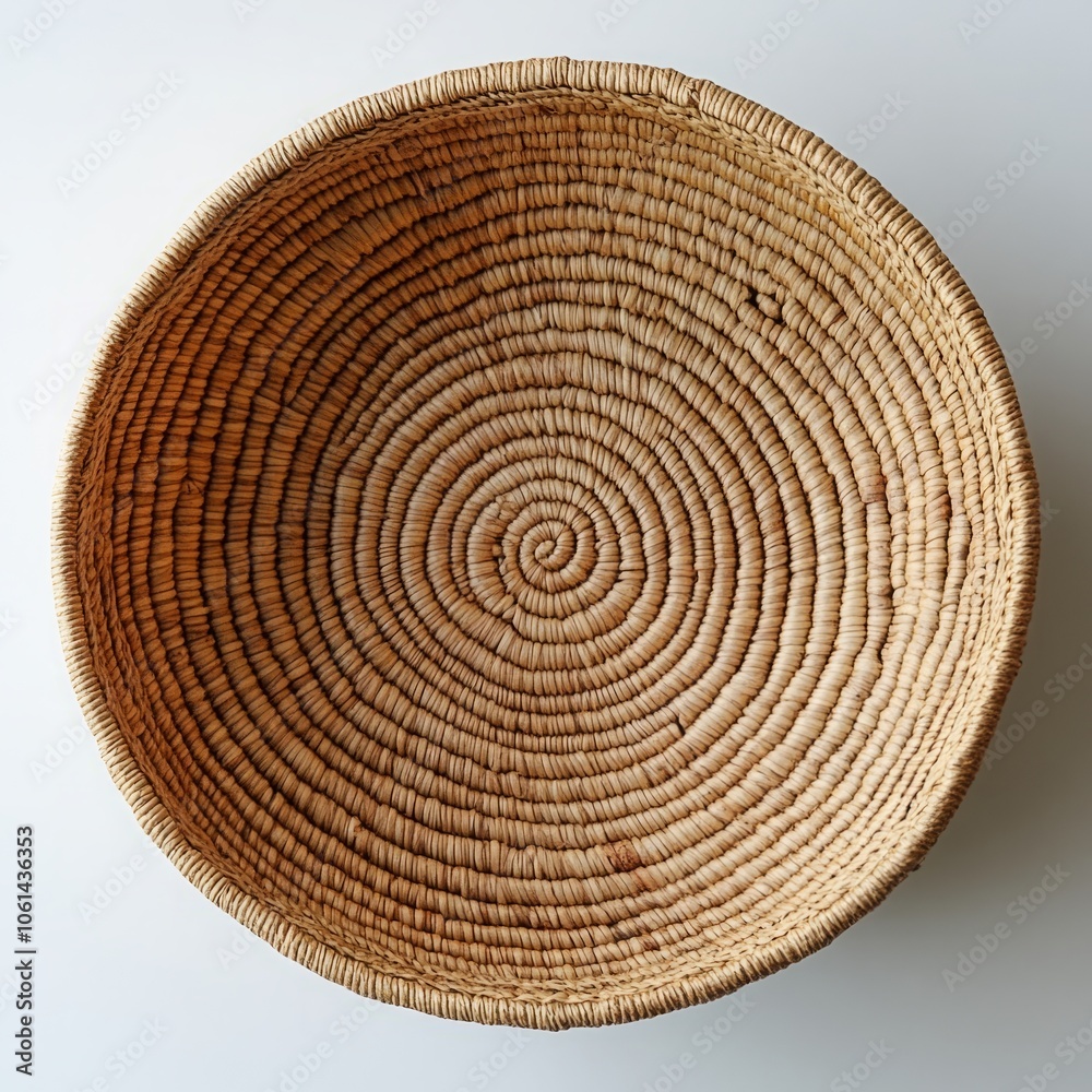 Fototapeta premium Woven Basket Isolated on a Clean White Background, Perfect for Home Decor and Storage Solutions