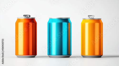 Colorful Realistic Beer Cans with Pop Tops