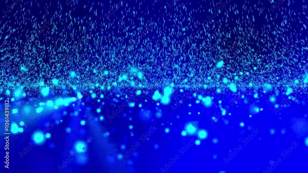 Soaring blue light particles; fantastic blue neon particle background animation.