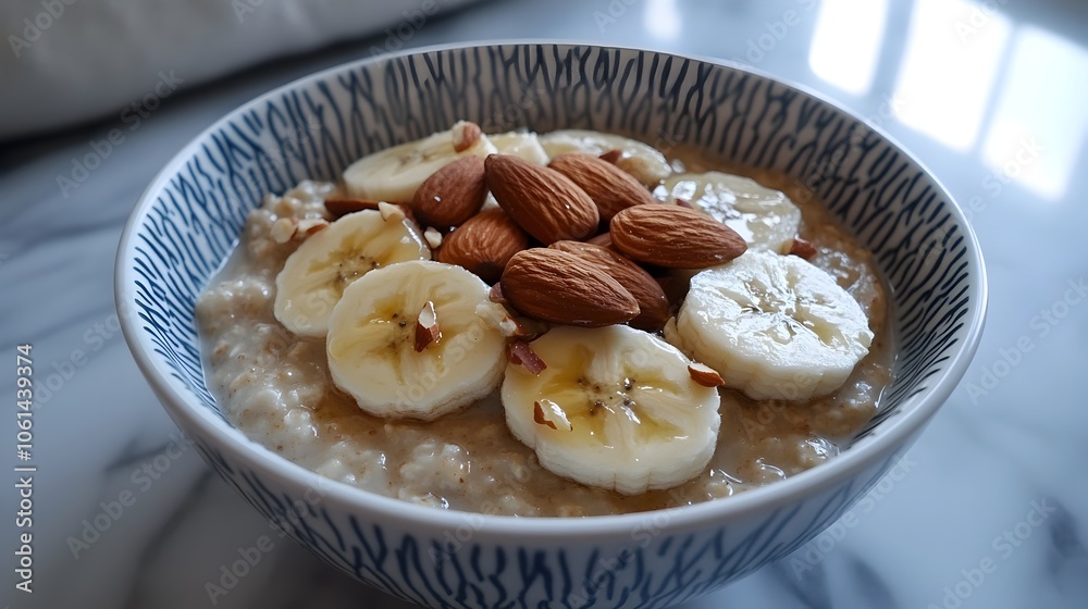 Cozy Bowl of Homemade Oatmeal with Banana,Almonds,and Honey Cozy Bowl of Homemade Oatmeal with Banana,Almonds,and Honey