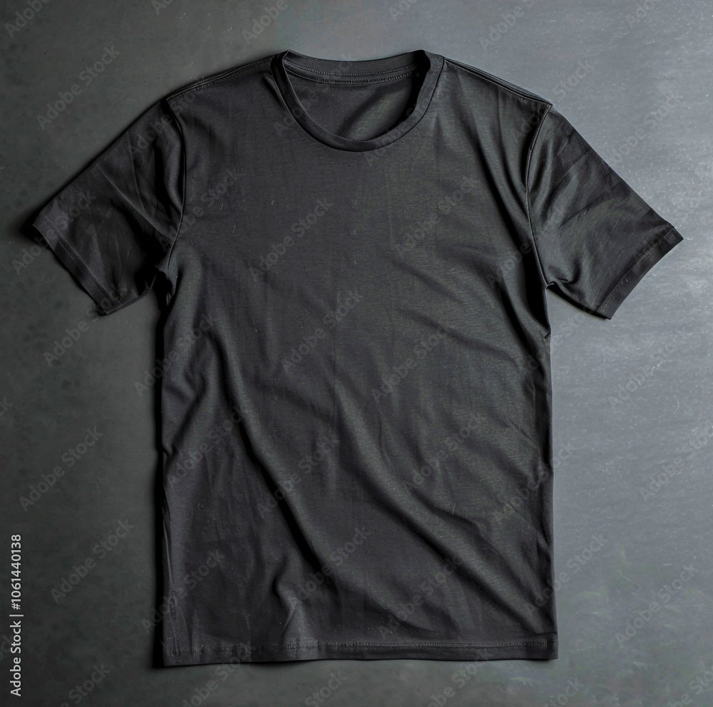 Round Neck Black T-Shirt Mockup for Urban Fashion Design Round Neck Black T-Shirt Mockup for Urban Fashion Design