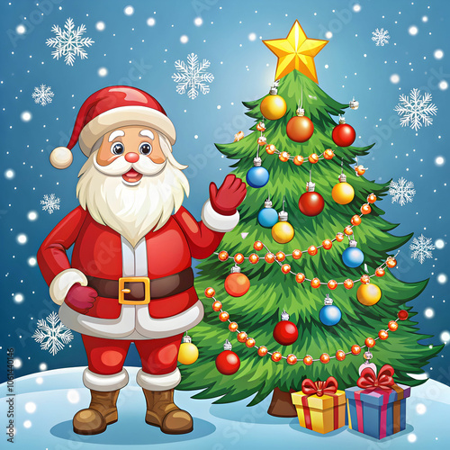 Christmas-theme with Santa and tree