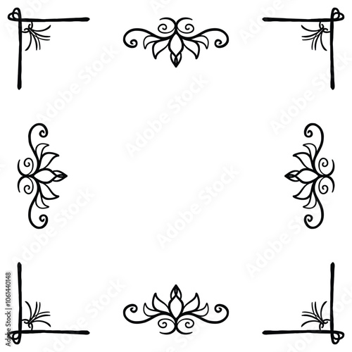 Decorative Black Ornamental Corner Frame Design