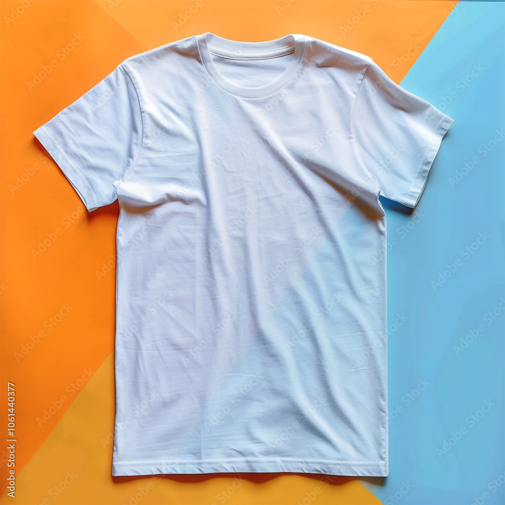 Minimalist Round Neck White T-Shirt Mockup for Clothing Design Minimalist Round Neck White T-Shirt Mockup for Clothing Design