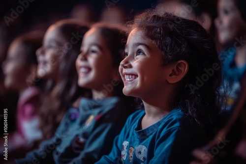 Kids captivated by the joy of music and entertainment. 