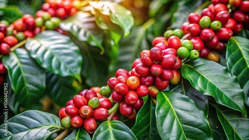 Wallpaper Mural Coffee plant with red berries and green leaves, nature, greenery, botanical garden, plant species Torontodigital.ca