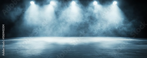 A dramatic atmosphere created by smoke and banner as a backdrop. 