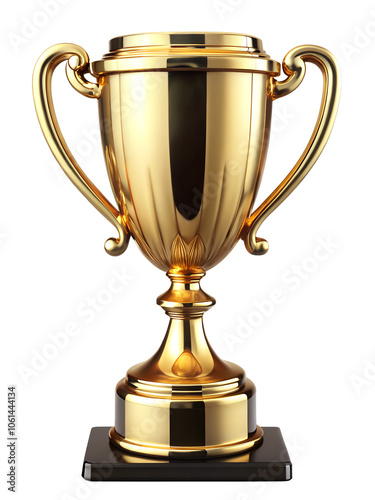gold trophy cup isolated on transparent background