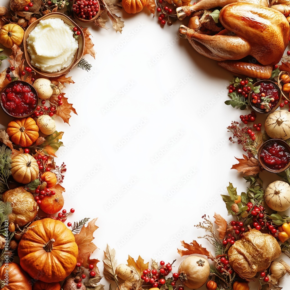 Seasonal Food Border for Thanksgiving with Space for Text Seasonal Food Border for Thanksgiving with Space for Text