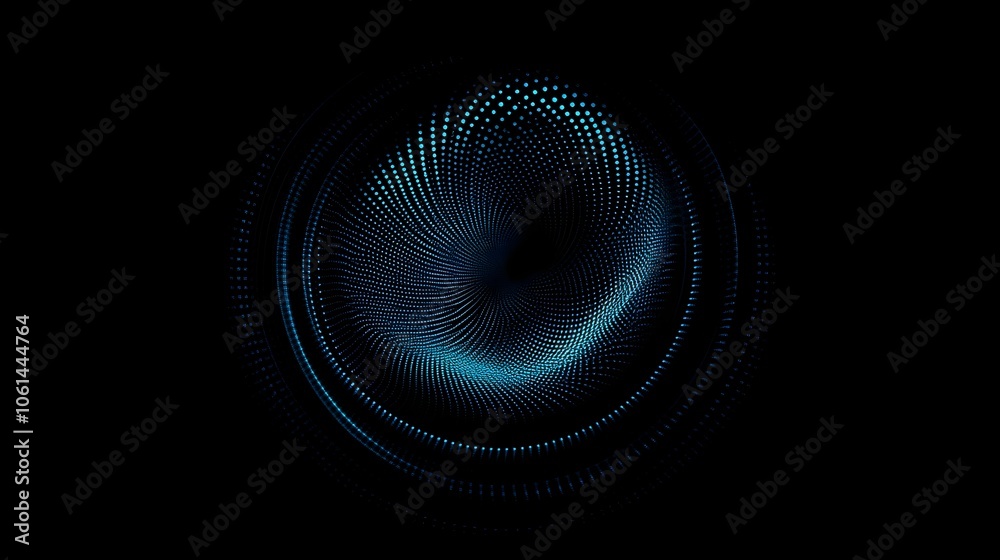 Mesmerizing Concentric Halftone Swirl with Fading Blue Dots on Dark Background Mesmerizing Concentric Halftone Swirl with Fading Blue Dots on Dark Background