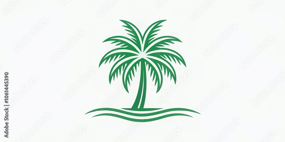 Naklejka premium Minimalist Palm House Tree Logo Design for Nature Lovers - Vector Graphic Illustration, Modern Aesthetics, Eco-Friendly Branding, Tropical Vibes, Unique Identity, Sustainable Living