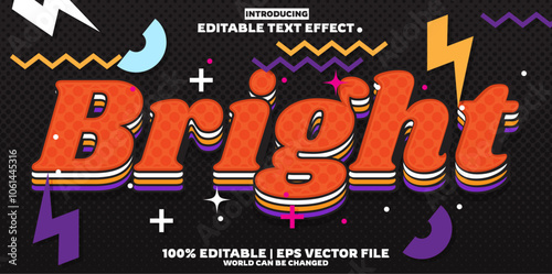 Bright editable text effect in modern trend style